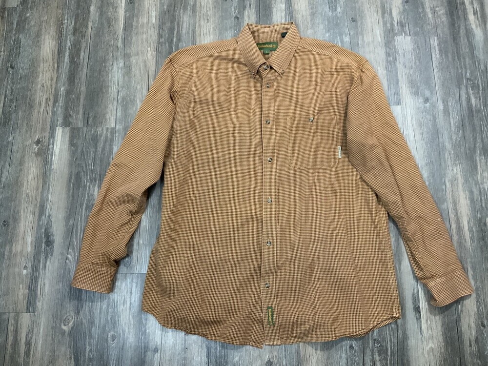 Timberland Shirt Adult Large orange Plaid Outdoors Long Sleeve Mens hiking